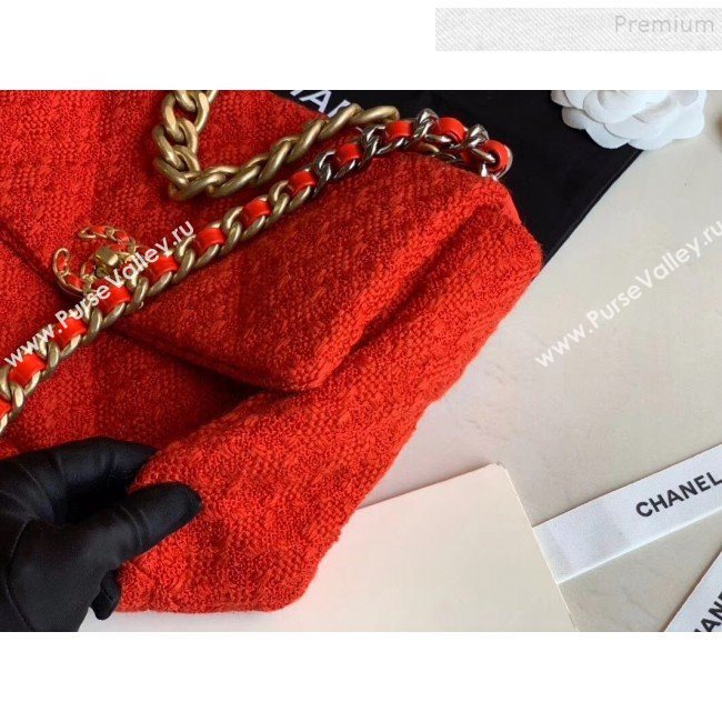 Chanel 19 Tweed Large Flap Bag AS1161 Red 2019 (XING-9121715)