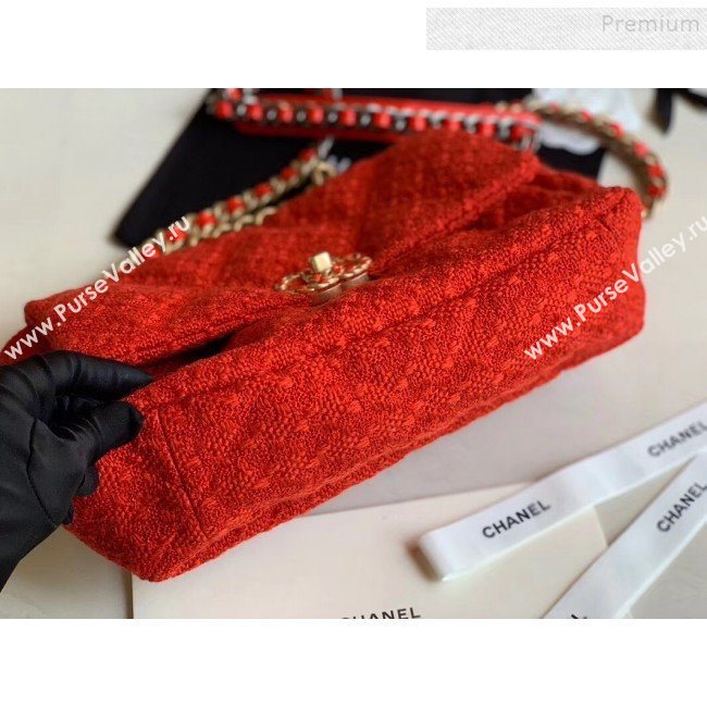 Chanel 19 Tweed Large Flap Bag AS1161 Red 2019 (XING-9121715)