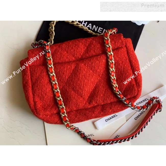 Chanel 19 Tweed Large Flap Bag AS1161 Red 2019 (XING-9121715)