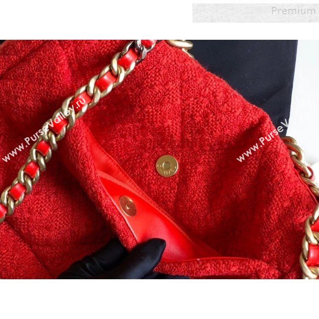 Chanel 19 Tweed Large Flap Bag AS1161 Red 2019 (XING-9121715)