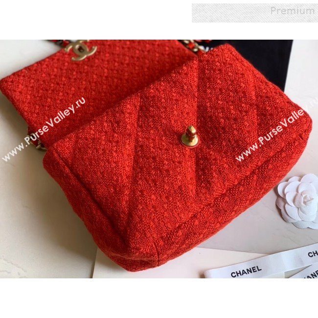 Chanel 19 Tweed Large Flap Bag AS1161 Red 2019 (XING-9121715)