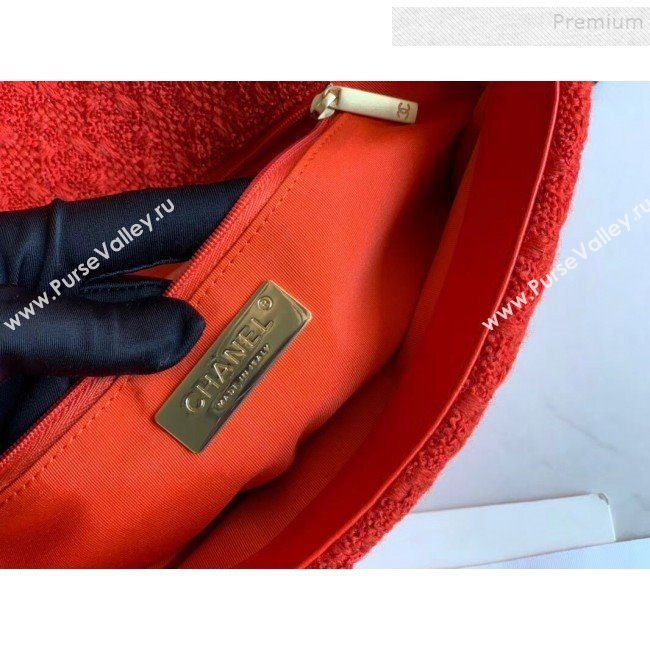 Chanel 19 Tweed Large Flap Bag AS1161 Red 2019 (XING-9121715)