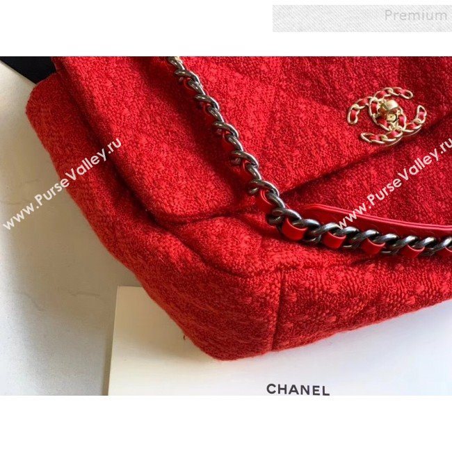 Chanel 19 Tweed Maxi Flap Bag AS1162 Red 2019 (XING-9121716)