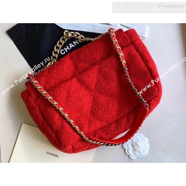 Chanel 19 Tweed Maxi Flap Bag AS1162 Red 2019 (XING-9121716)