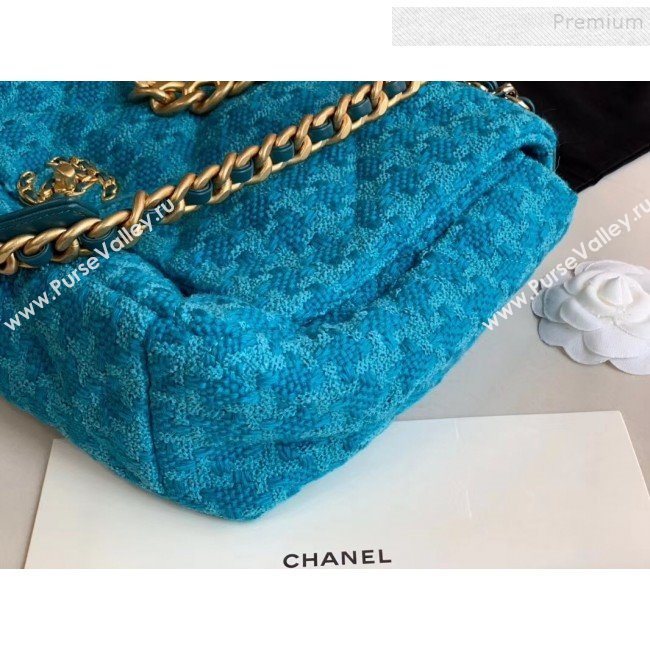 Chanel 19 Tweed Large Flap Bag AS1161 Blue 2019 (XING-9121718)