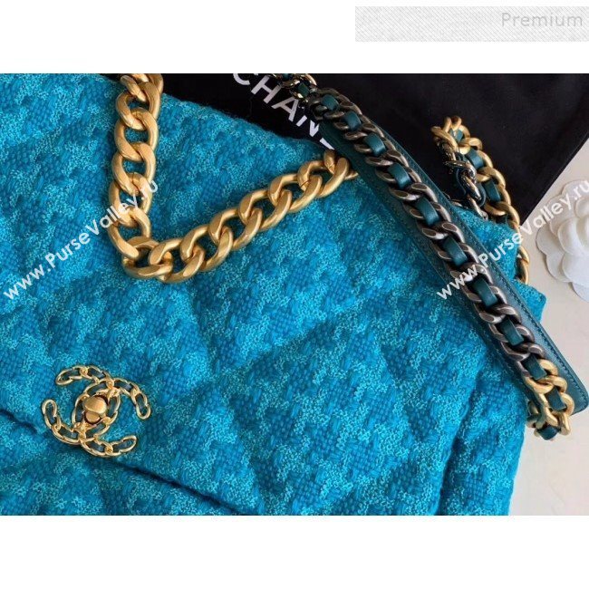 Chanel 19 Tweed Maxi Flap Bag AS1162 Blue 2019 (XING-9121719)