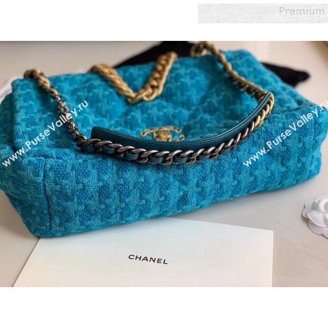Chanel 19 Tweed Maxi Flap Bag AS1162 Blue 2019 (XING-9121719)