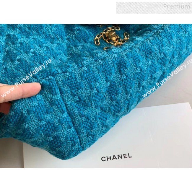 Chanel 19 Tweed Maxi Flap Bag AS1162 Blue 2019 (XING-9121719)