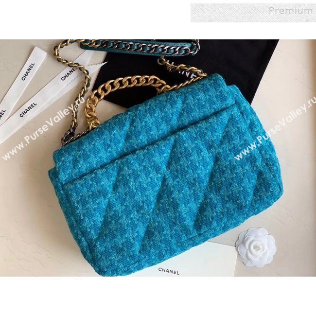 Chanel 19 Tweed Maxi Flap Bag AS1162 Blue 2019 (XING-9121719)
