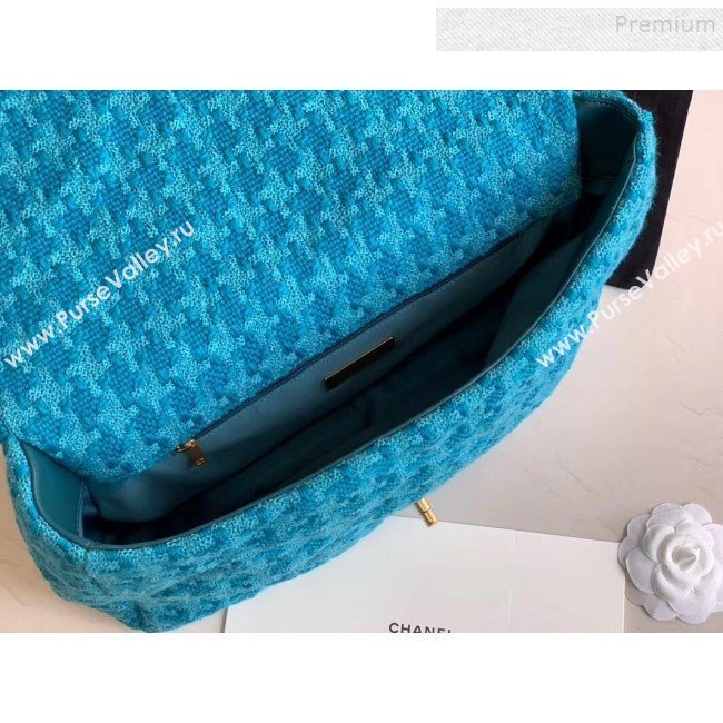 Chanel 19 Tweed Maxi Flap Bag AS1162 Blue 2019 (XING-9121719)