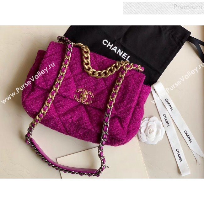 Chanel 19 Tweed Large Flap Bag AS1161 Purple 2019 (XING-9121721)