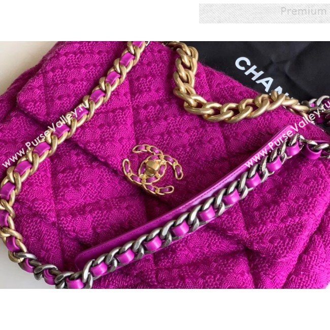 Chanel 19 Tweed Large Flap Bag AS1161 Purple 2019 (XING-9121721)