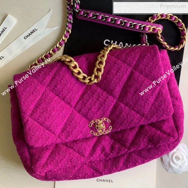 Chanel 19 Tweed Maxi Flap Bag AS1162 Purple 2019 (XING-9121722)