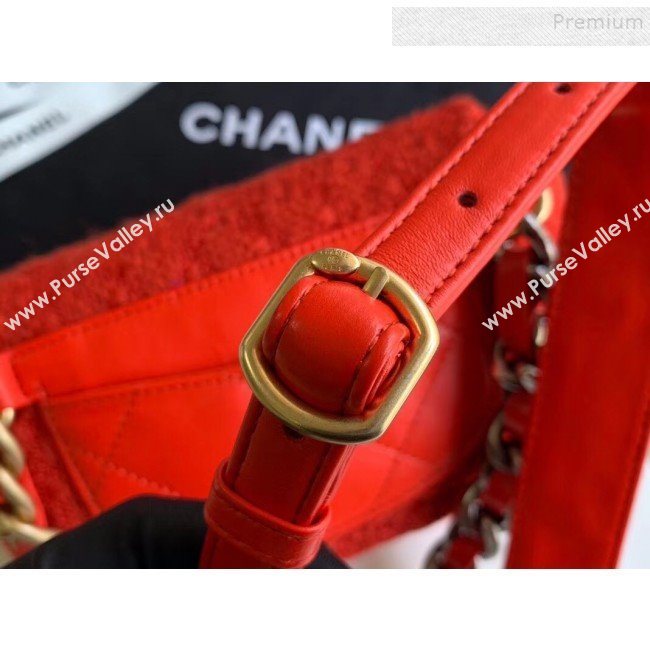 Chanel 19 Tweed Flap Waist Bag/Belt Bag AS1163 Red 2019 (XING-9121726)