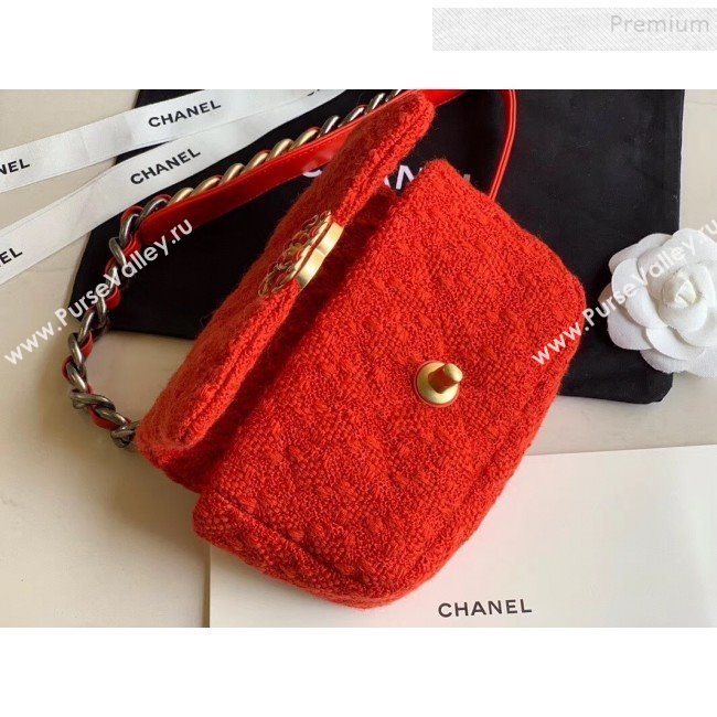 Chanel 19 Tweed Flap Waist Bag/Belt Bag AS1163 Red 2019 (XING-9121726)