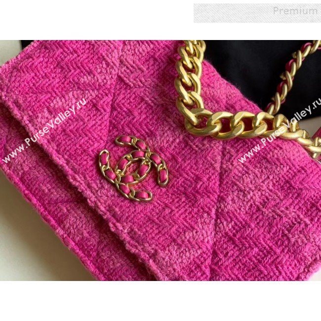 Chanel 19 Tweed Wallet on Chain WOC and Coin Purse AP0985 Pink 2019 (XING-9121730)
