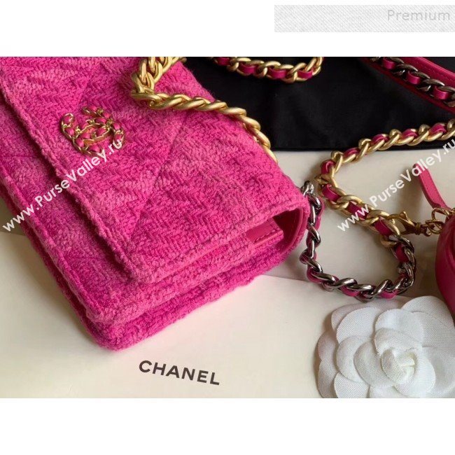 Chanel 19 Tweed Wallet on Chain WOC and Coin Purse AP0985 Pink 2019 (XING-9121730)