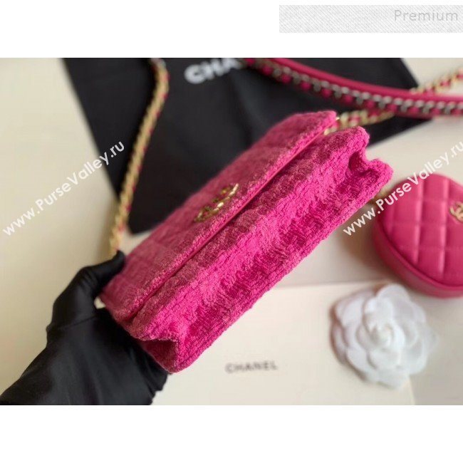 Chanel 19 Tweed Wallet on Chain WOC and Coin Purse AP0985 Pink 2019 (XING-9121730)