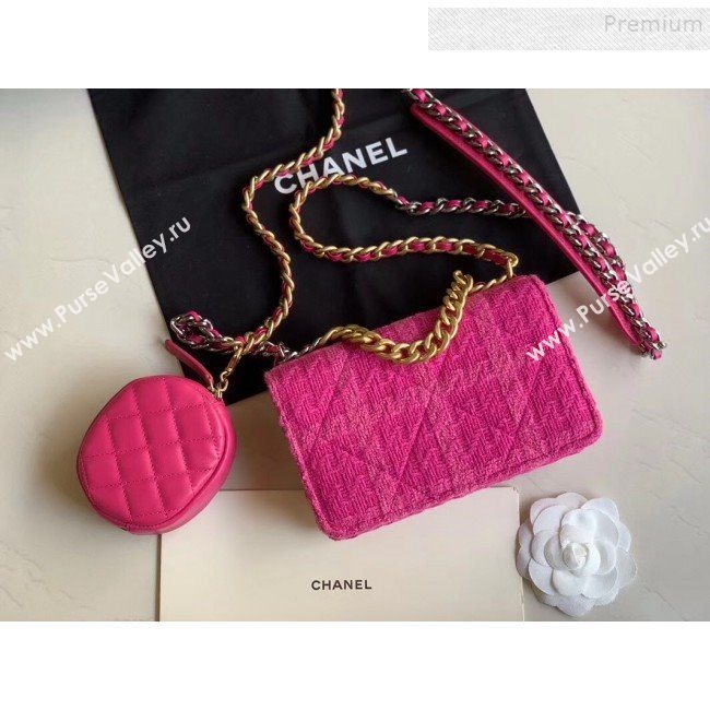 Chanel 19 Tweed Wallet on Chain WOC and Coin Purse AP0985 Pink 2019 (XING-9121730)