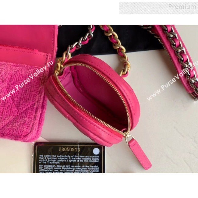 Chanel 19 Tweed Wallet on Chain WOC and Coin Purse AP0985 Pink 2019 (XING-9121730)