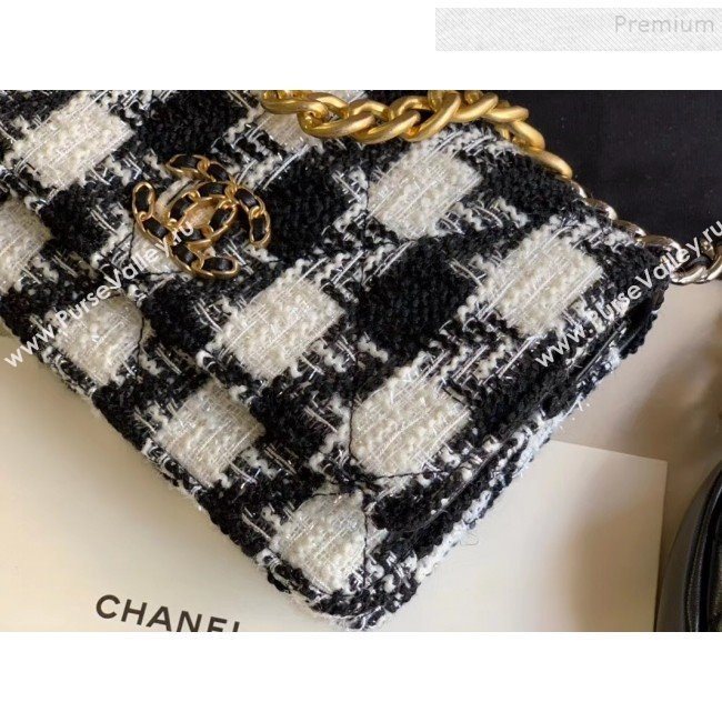 Chanel 19 Houndstooth Tweed Wallet on Chain WOC and Coin Purse AP0985 Black/White 2019 (XING-9121731)