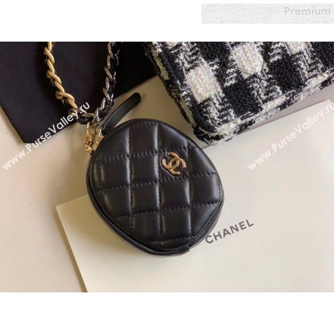 Chanel 19 Houndstooth Tweed Wallet on Chain WOC and Coin Purse AP0985 Black/White 2019 (XING-9121731)