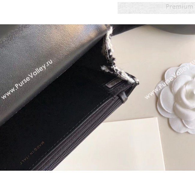 Chanel 19 Houndstooth Tweed Wallet on Chain WOC and Coin Purse AP0985 Black/White 2019 (XING-9121731)