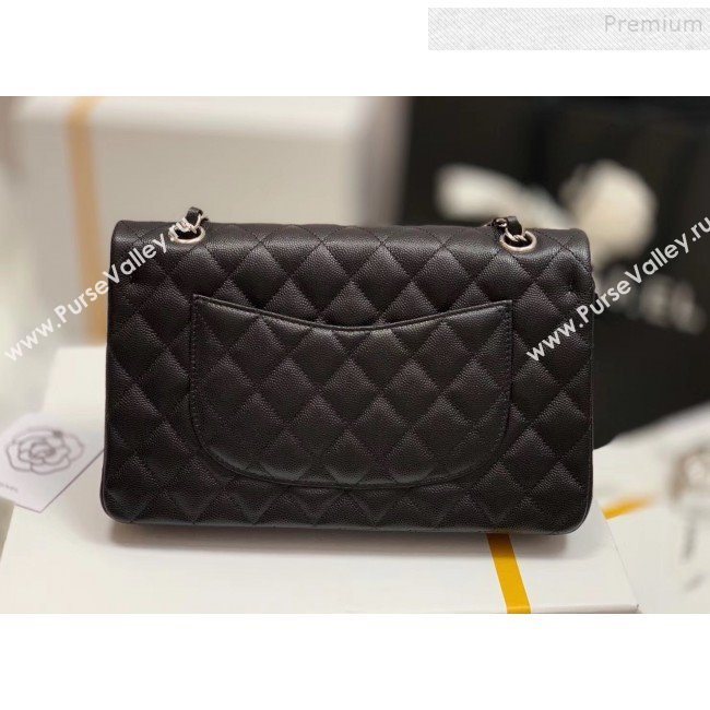 Chanel Quilted Grained Medium Classic Flap Bag with Silver/Gold Hardware Black(Top Quality) (MH-9122025)