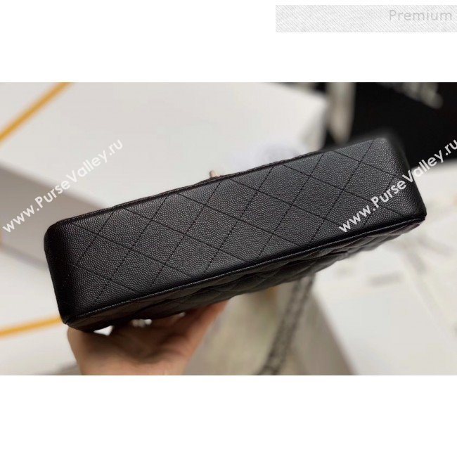 Chanel Quilted Grained Medium Classic Flap Bag with Silver/Gold Hardware Black(Top Quality) (MH-9122025)