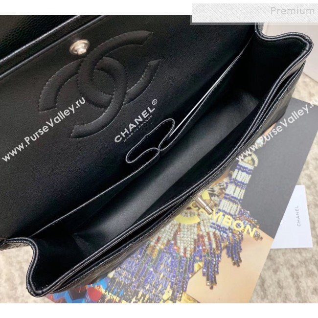 Chanel Quilted Grained Medium Classic Flap Bag with Silver/Gold Hardware Black(Top Quality) (MH-9122025)