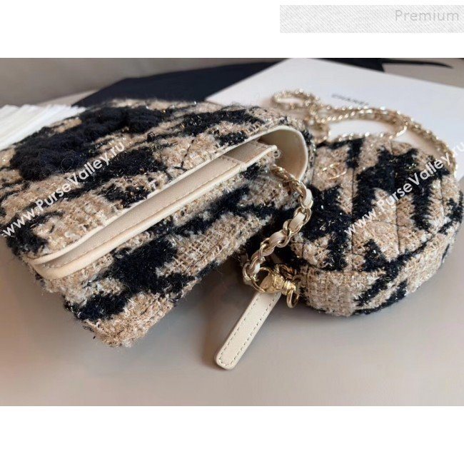 Chanel CC Houndstooth Tweed Wallet on Chain WOC and Coin Purse Beige/Black 2019 (XING-9121734)
