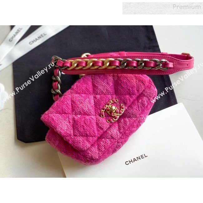 Chanel 19 Tweed Flap Waist Bag/Belt Bag AS1163 Pink 2019 (XING-9121727)