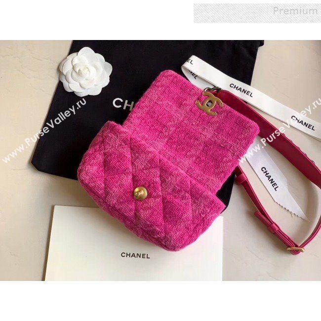 Chanel 19 Tweed Flap Waist Bag/Belt Bag AS1163 Pink 2019 (XING-9121727)