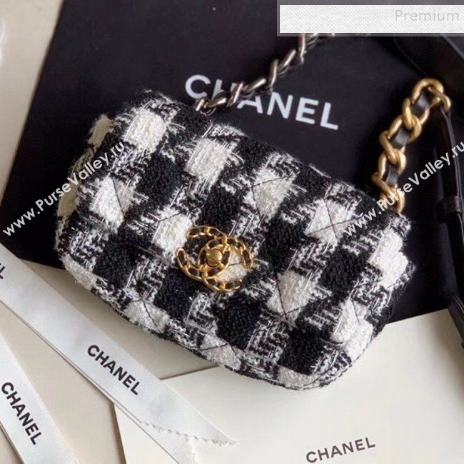 Chanel Houndstooth Tweed 19 Belt Bag/Waist Bag AS1163 White/Black 2019 (XING-9121729)