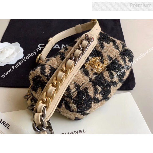 Chanel 19 Houndstooth Tweed Flap Waist Bag/Belt Bag AS1163 Beige/Black 2019 (XING-9121728)