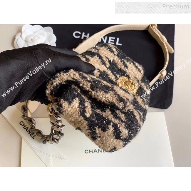 Chanel 19 Houndstooth Tweed Flap Waist Bag/Belt Bag AS1163 Beige/Black 2019 (XING-9121728)