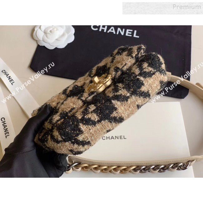 Chanel 19 Houndstooth Tweed Flap Waist Bag/Belt Bag AS1163 Beige/Black 2019 (XING-9121728)