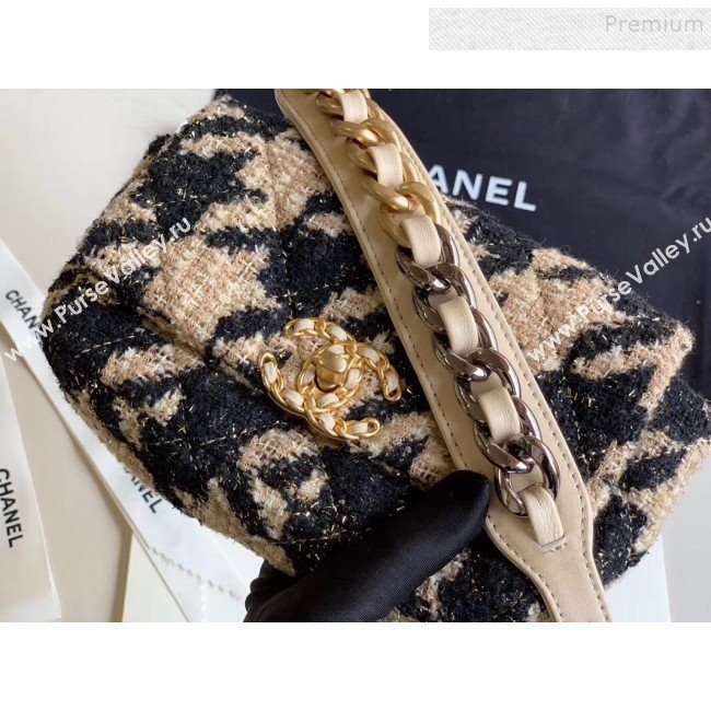 Chanel 19 Houndstooth Tweed Flap Waist Bag/Belt Bag AS1163 Beige/Black 2019 (XING-9121728)