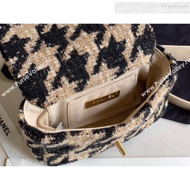 Chanel 19 Houndstooth Tweed Flap Waist Bag/Belt Bag AS1163 Beige/Black 2019 (XING-9121728)