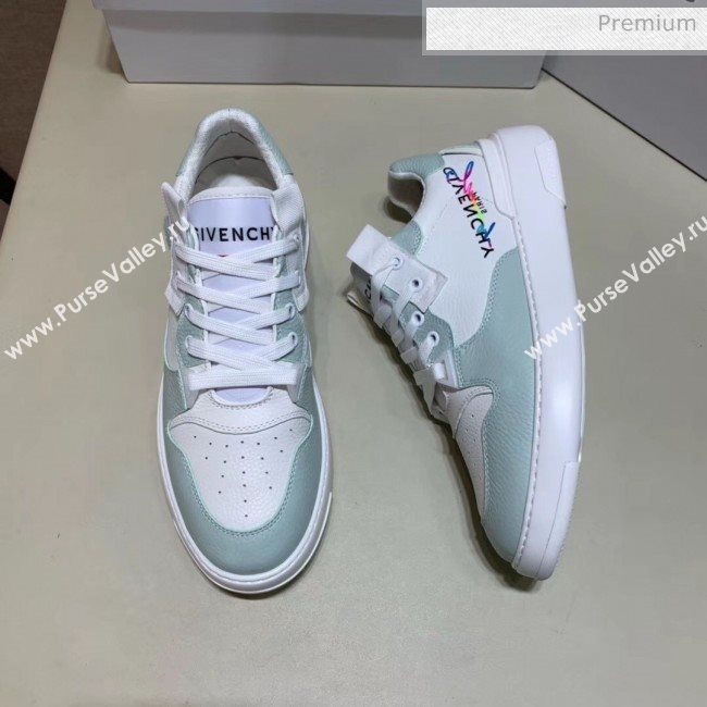 Givenchy Grainy Calfskin Embroidered Logo Sneaker White/Linght Green 2020(For Women and Men) (SH-20031603)