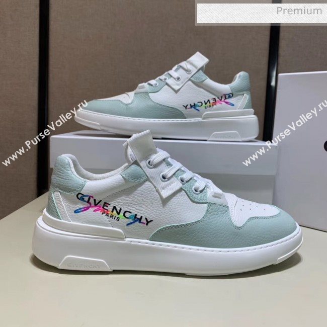 Givenchy Grainy Calfskin Embroidered Logo Sneaker White/Linght Green 2020(For Women and Men) (SH-20031603)
