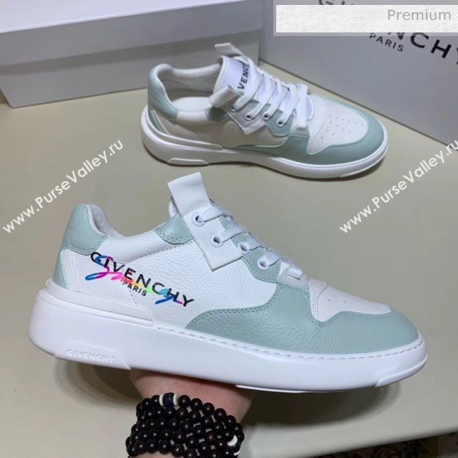Givenchy Grainy Calfskin Embroidered Logo Sneaker White/Linght Green 2020(For Women and Men) (SH-20031603)