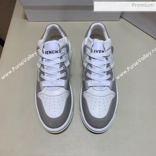 Givenchy Grainy Calfskin Embroidered Logo Sneaker White/Grey 2020(For Women and Men) (SH-20031604)