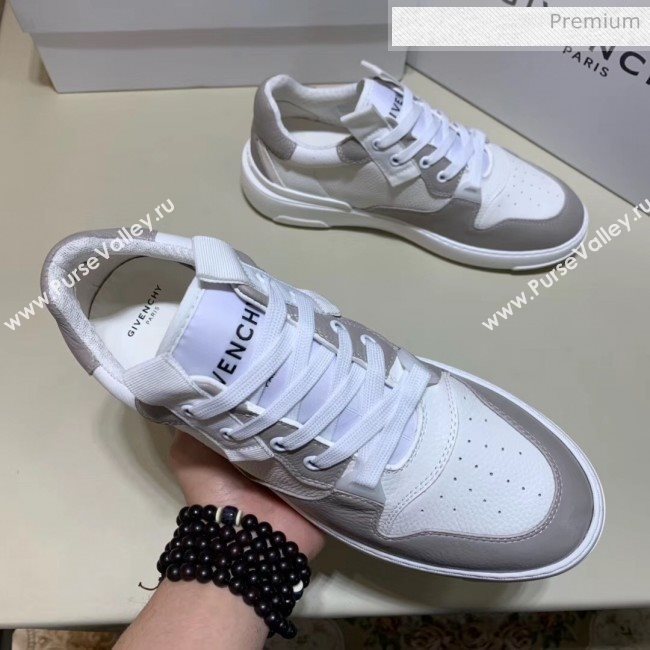 Givenchy Grainy Calfskin Embroidered Logo Sneaker White/Grey 2020(For Women and Men) (SH-20031604)