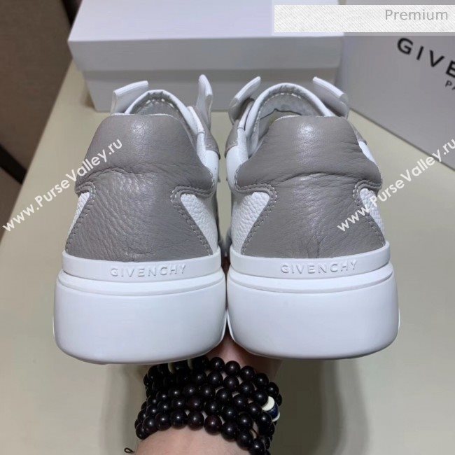Givenchy Grainy Calfskin Embroidered Logo Sneaker White/Grey 2020(For Women and Men) (SH-20031604)