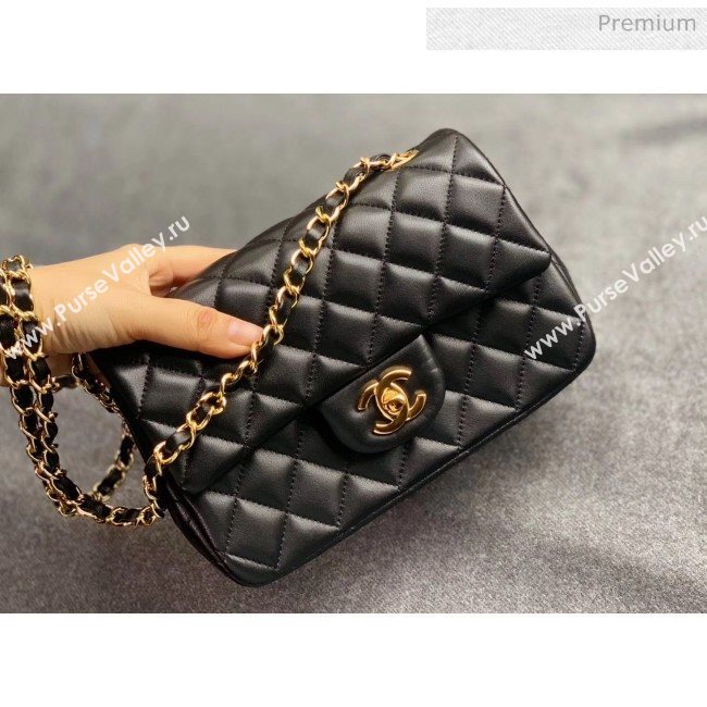 Chanel Quilted Lambskin Classic Small Flap Bag Black With Gold Hardware(Top Quality) (MH-20031618)