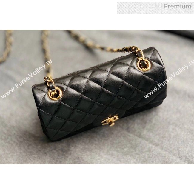Chanel Quilted Lambskin Classic Small Flap Bag Black With Gold Hardware(Top Quality) (MH-20031618)