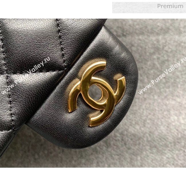 Chanel Quilted Lambskin Classic Small Flap Bag Black With Gold Hardware(Top Quality) (MH-20031618)