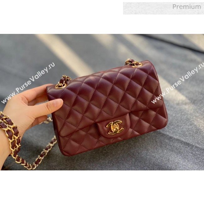 Chanel Quilted Lambskin Classic Small Flap Bag Burgundy With Gold Hardware(Top Quality) (MH-20031620)