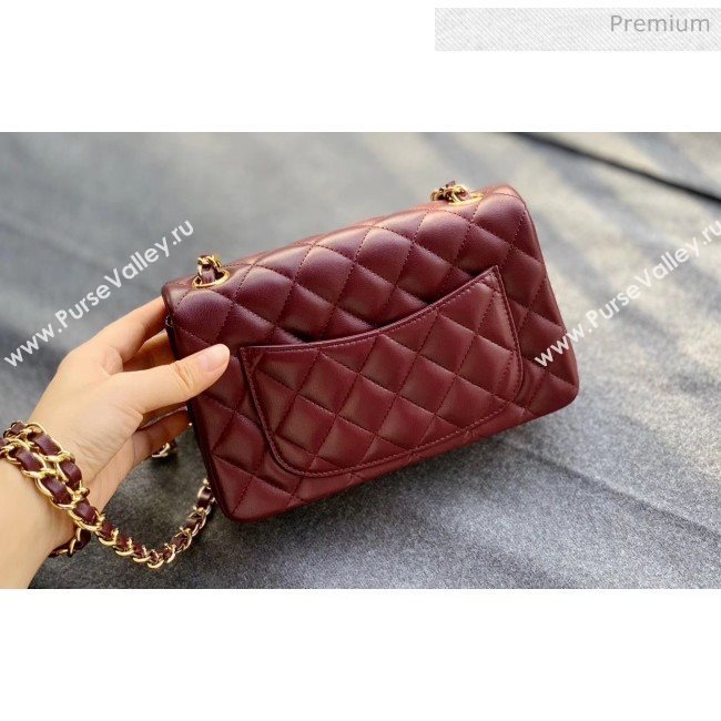 Chanel Quilted Lambskin Classic Small Flap Bag Burgundy With Gold Hardware(Top Quality) (MH-20031620)